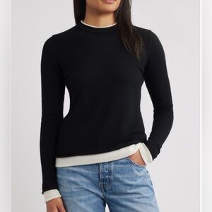 GRIFFIN CASHMERE Layered Look Wool & Cashmere Blend Sweater